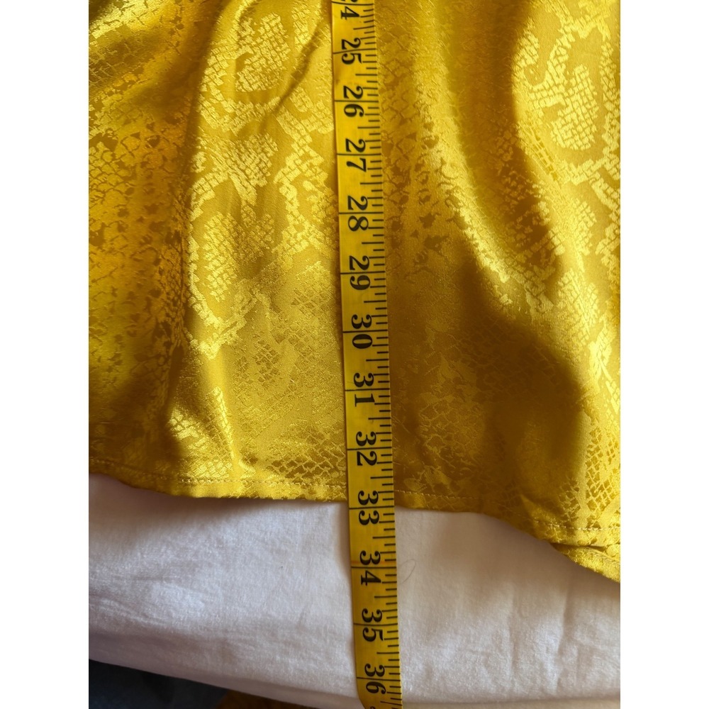 WAYF Womens Snakeskin Jacquard Mini Dress Mustard Yellow Puff Sleeve XS Glam - Picture 7 of 9